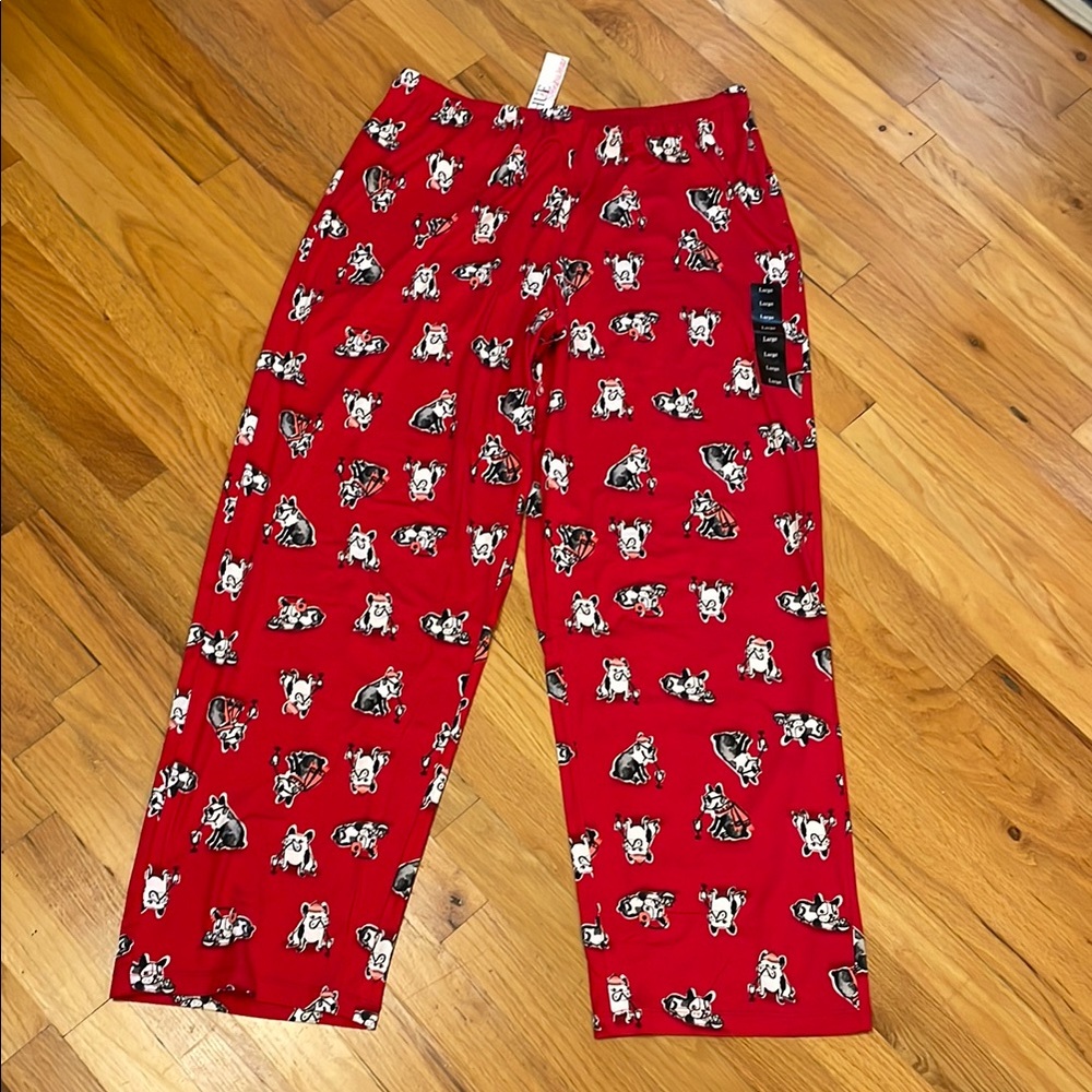 Hue Pajama Bottoms. NWT! Size Large. Red with Pug Boxer Print.